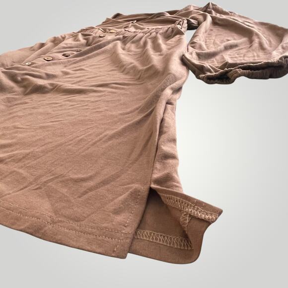 NWT Casual Fall Mini Dress Long Sleeve Button Up Empire Waist Lightweight Large - Picture 5 of 11